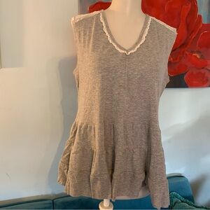 Mason & Belle Women's Peplum Top Blouse Gray Lace Size L Large